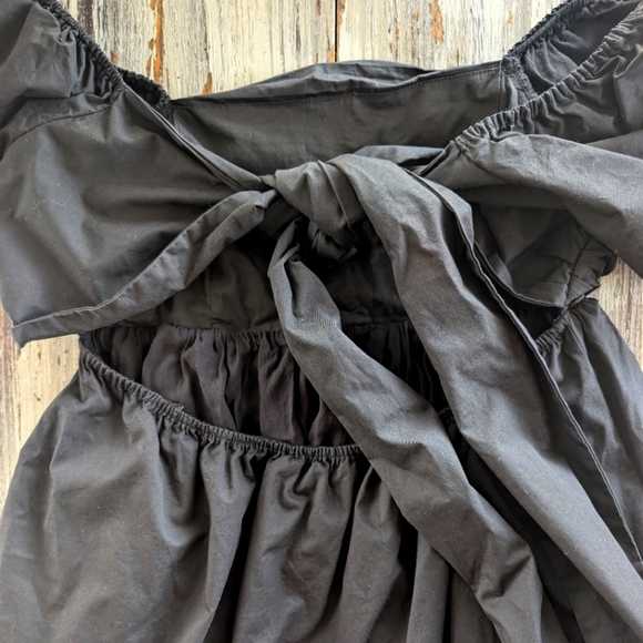 En Saison Poplin Back Tie Dress Mini Dress Black Women's Large - Picture 8 of 9